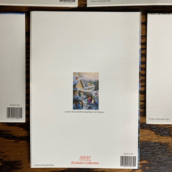 Lot of 5 Nicky Boehme Art Winter Town Cottage Unused Christmas Cards Envelopes - Picture 10 of 16